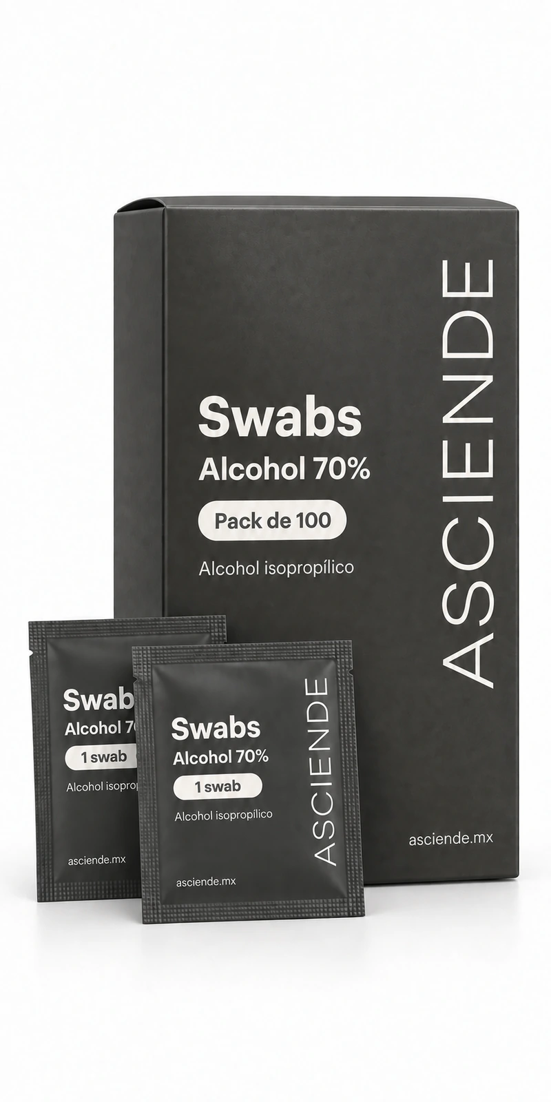 Empaque de Swabs Alcohol Isopropílico, Pack de 100, Asciende