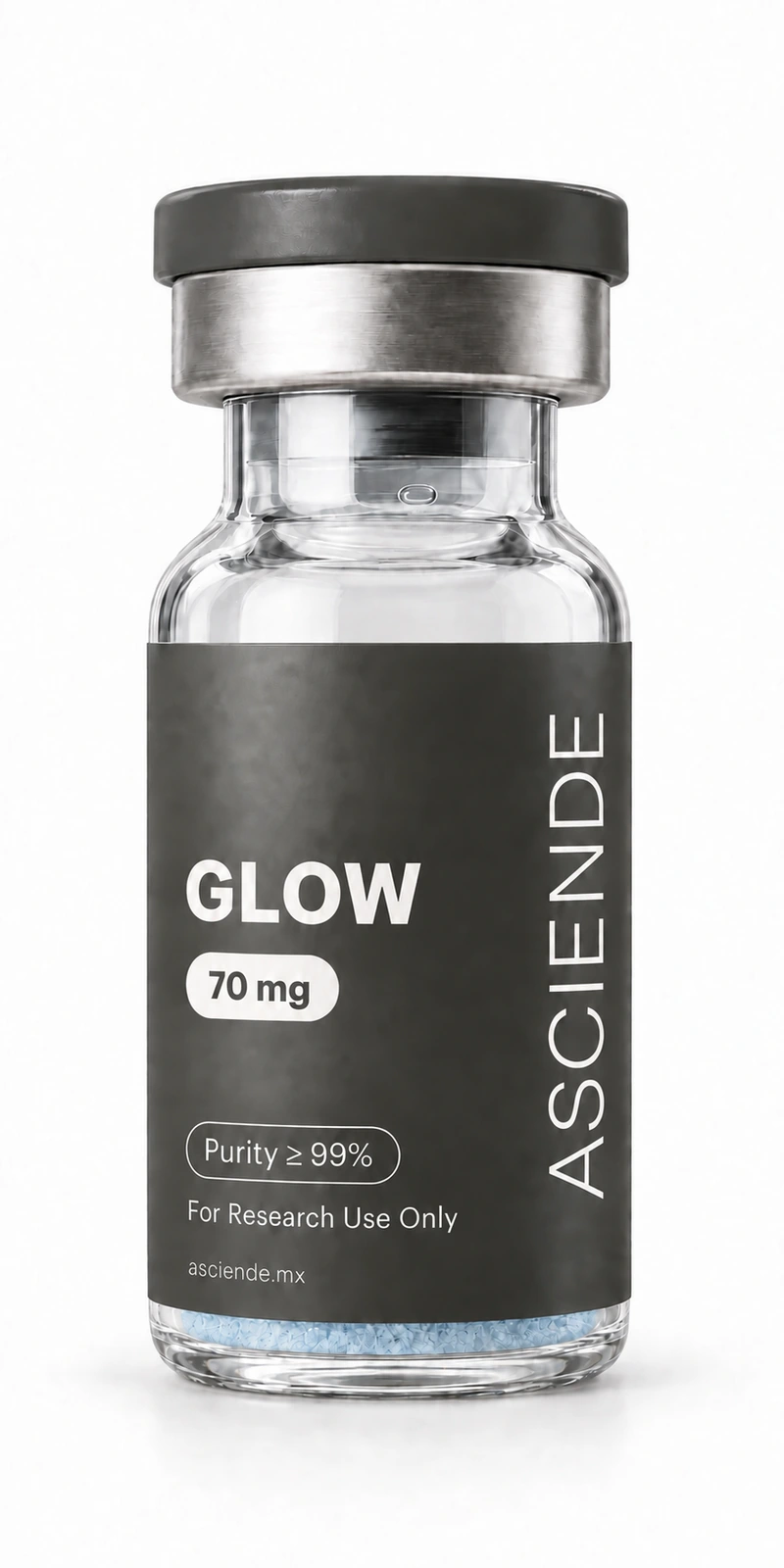 Vial de GLOW 70 mg, grado investigación, Asciende